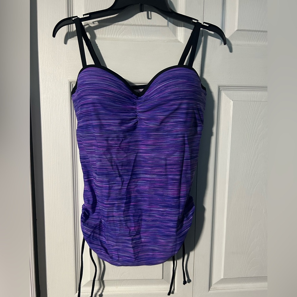 Purple Striped Swim Top